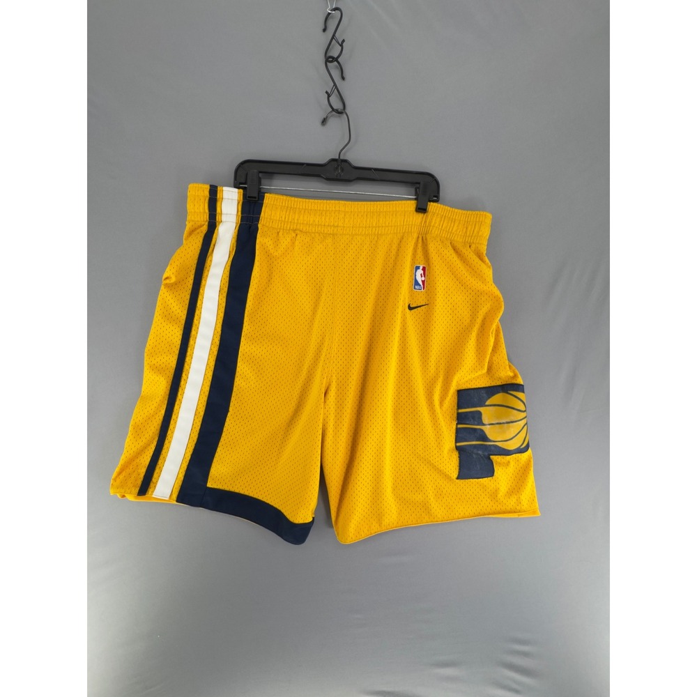 VTG 90s Y2K Nike Team Sports Indiana Pacers Basketball Shorts Yellow Mesh  L⁠